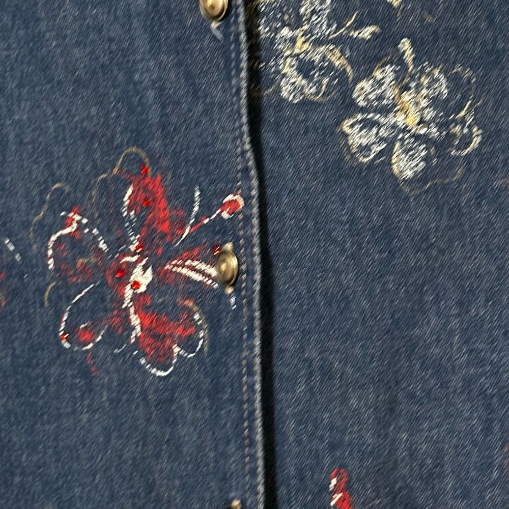 KORET CITY BLUES Size L Printed and Sequined Denim Button-Up Shirt - Picture 3 of 7